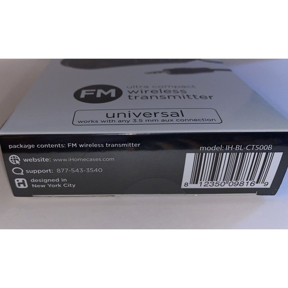 iHome Auto Ultra Compact Wireless FM Transmitter Black IH-BL-CT500B - Picture 3 of 8